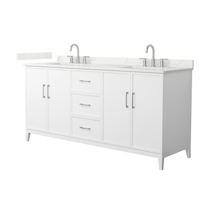 Elan 72" White Double Basin Vanity with Giotto Quartz Top