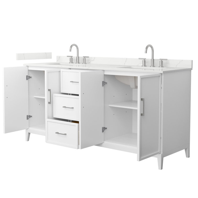 Elan 72" White Double Basin Vanity with Giotto Quartz Top