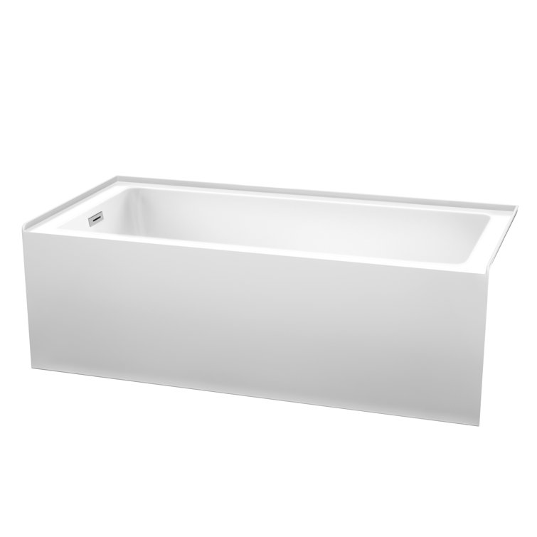 Grayley 66'' White Acrylic Alcove Soaking Bathtub with Polished Chrome Trim
