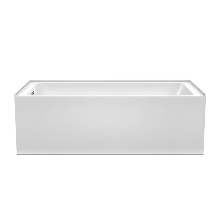 Grayley 66'' White Acrylic Alcove Soaking Bathtub with Polished Chrome Trim