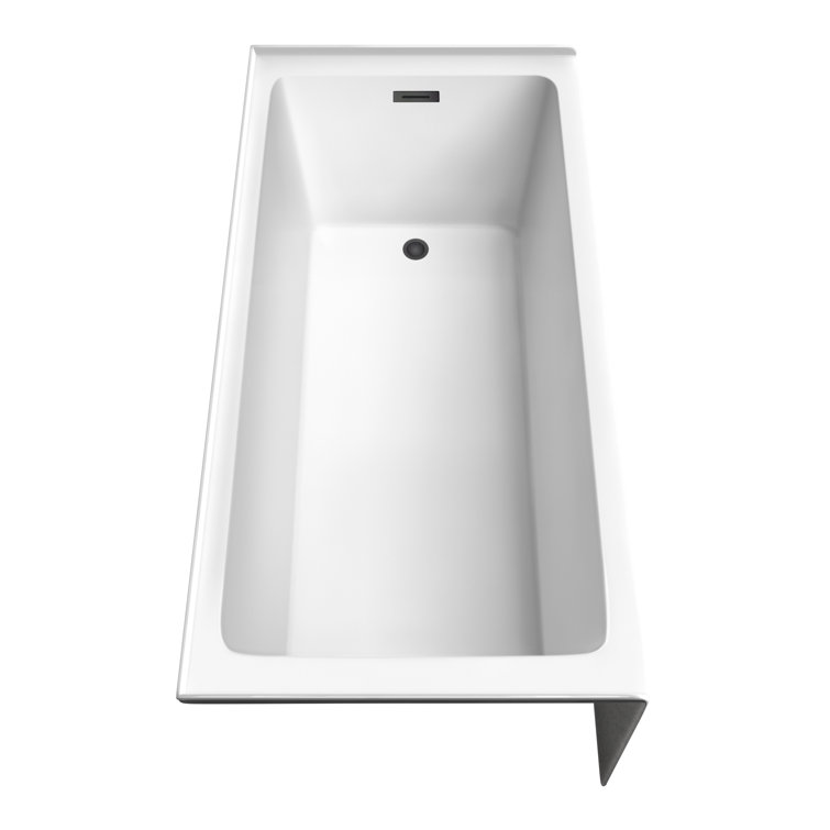 Grayley 66'' White Acrylic Alcove Soaking Bathtub with Matte Black Trim