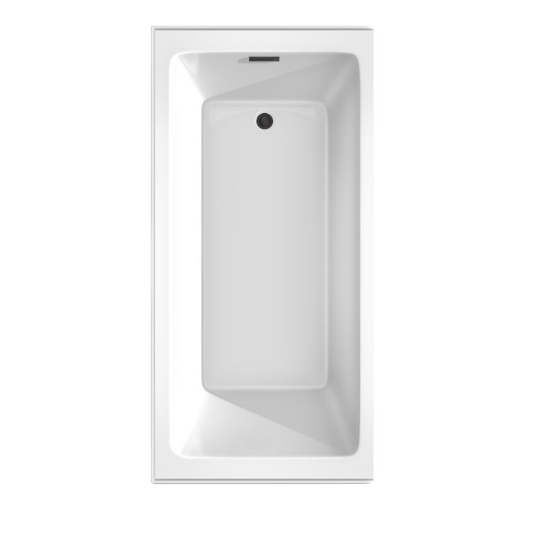 Grayley 66'' White Acrylic Alcove Soaking Bathtub with Matte Black Trim