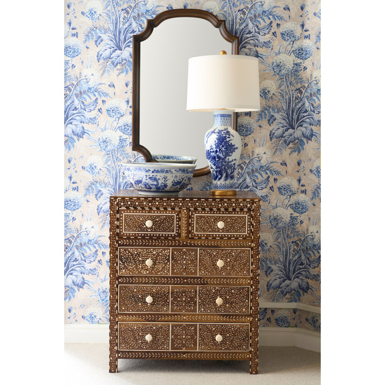 Antique Brown Wood Framed Wall Mirror