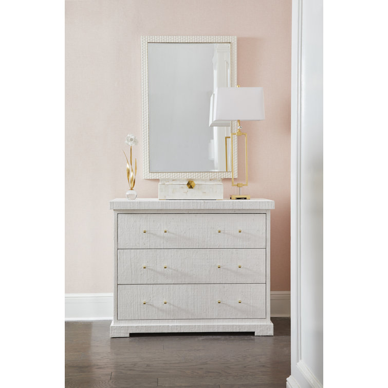 White Raffia 44'' Wide 3-Drawer Dresser