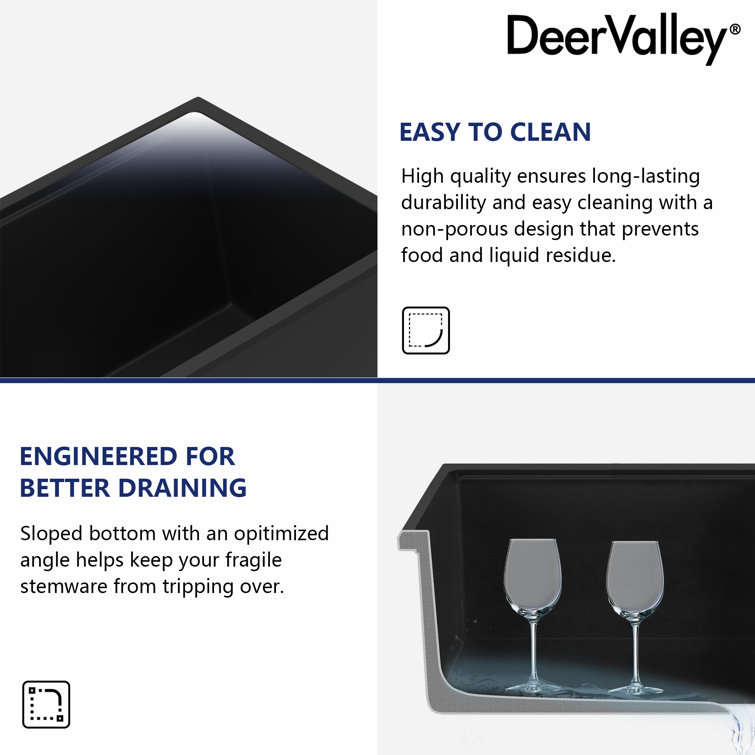 Black Granite Double Bowl Drop-In Kitchen Sink with Accessories