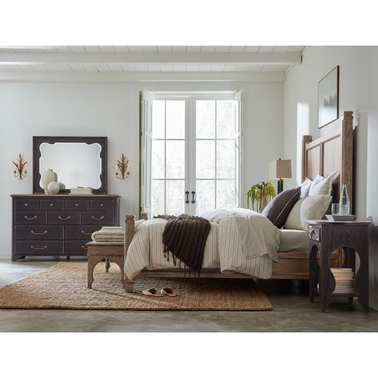 Rustic Brown Oak Veneer Bedroom Bench