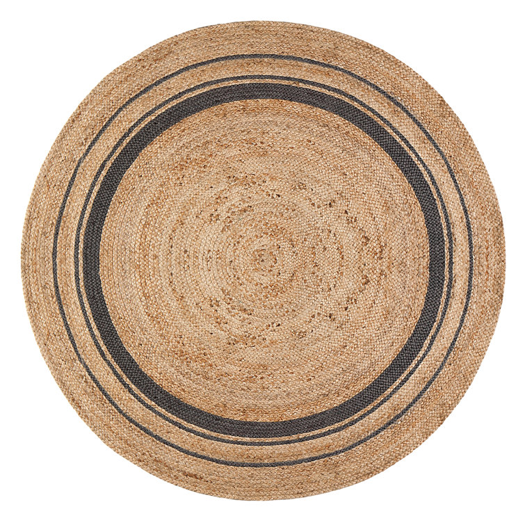 Handmade Gray and Natural Jute Round Braided Rug, 4'