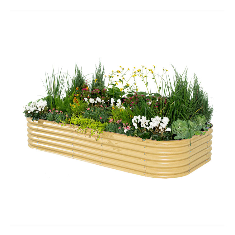 Sunlit Oak 17" Tall Modular Metal Outdoor Raised Garden Bed