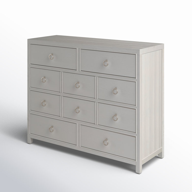 White Coastal 6-Drawer Soft Close Dresser with Felt Lined Drawer