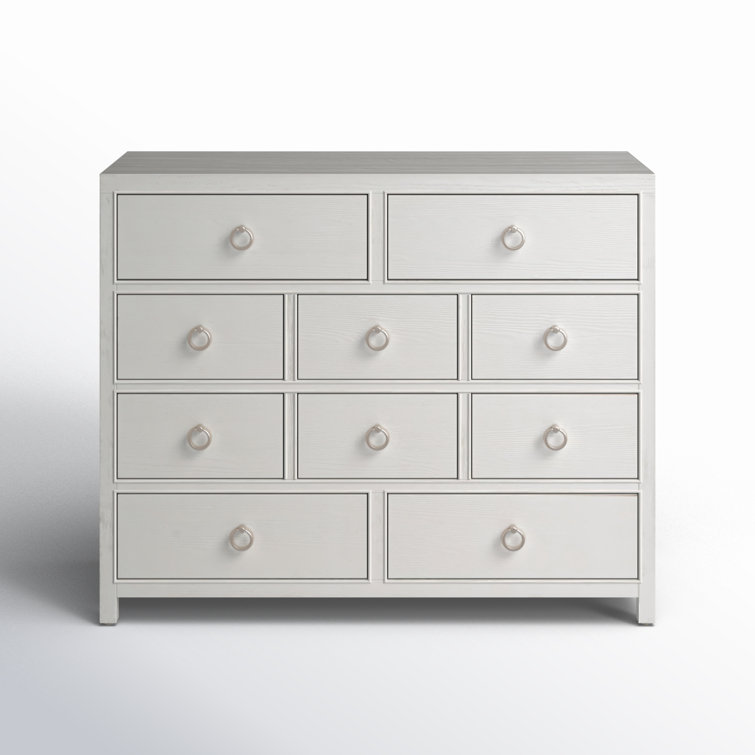 White Coastal 6-Drawer Soft Close Dresser with Felt Lined Drawer
