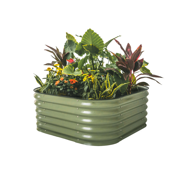 17" Tall Olive Green Modular Metal Outdoor Raised Garden Bed