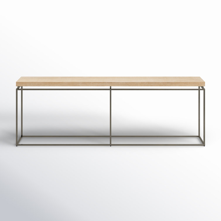 Rustic Natural Oak and Metal Console Table