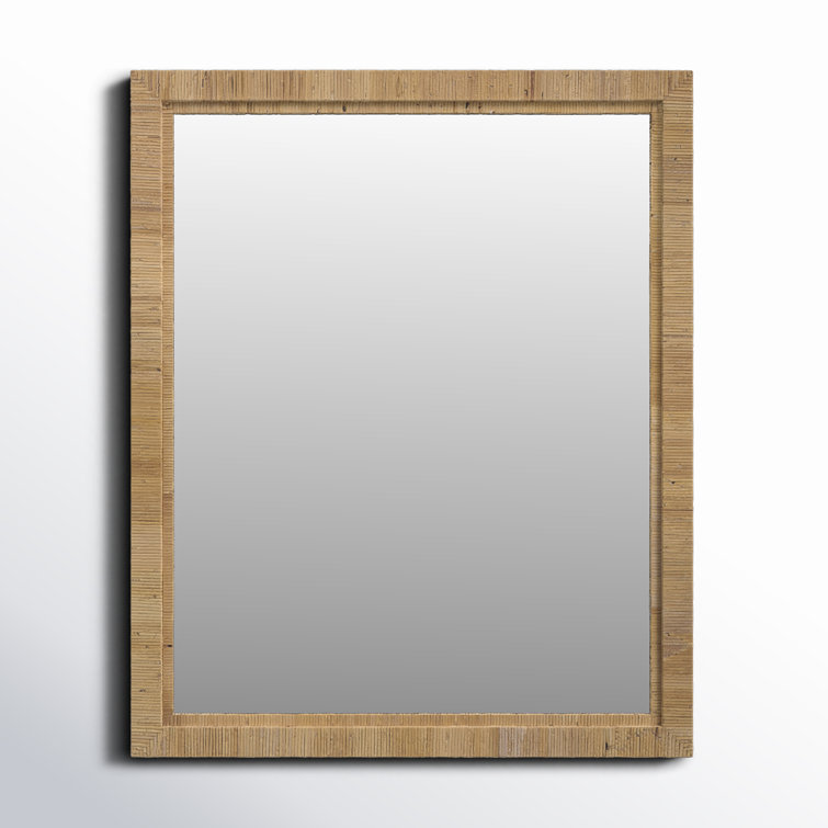 Transitional Brown Rectangular Wood Wall Mirror