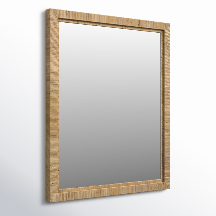 Transitional Brown Rectangular Wood Wall Mirror