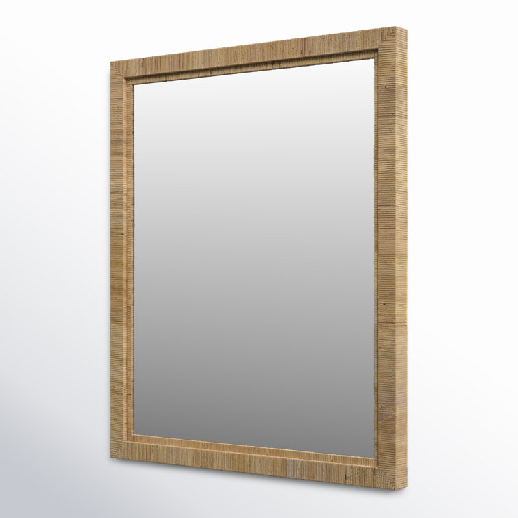 Transitional Brown Rectangular Wood Wall Mirror