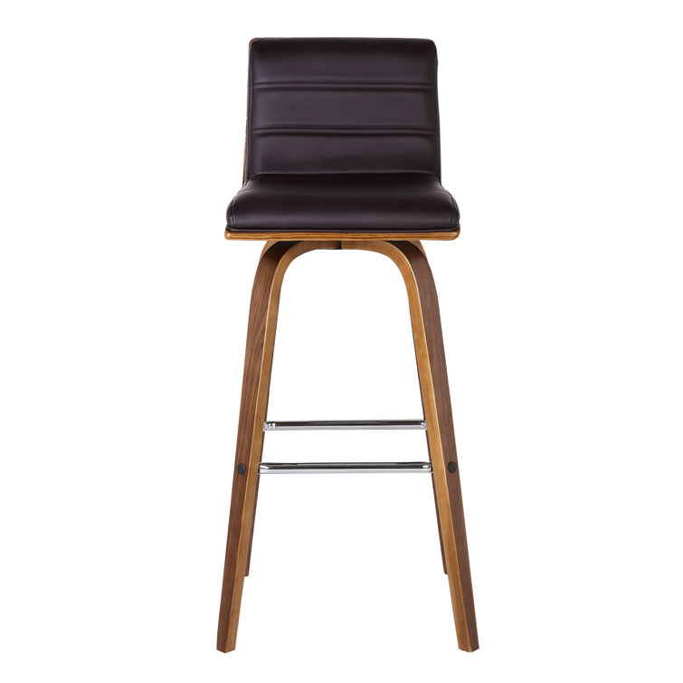 Walnut and Cream Swivel Bar Stool with Low Back