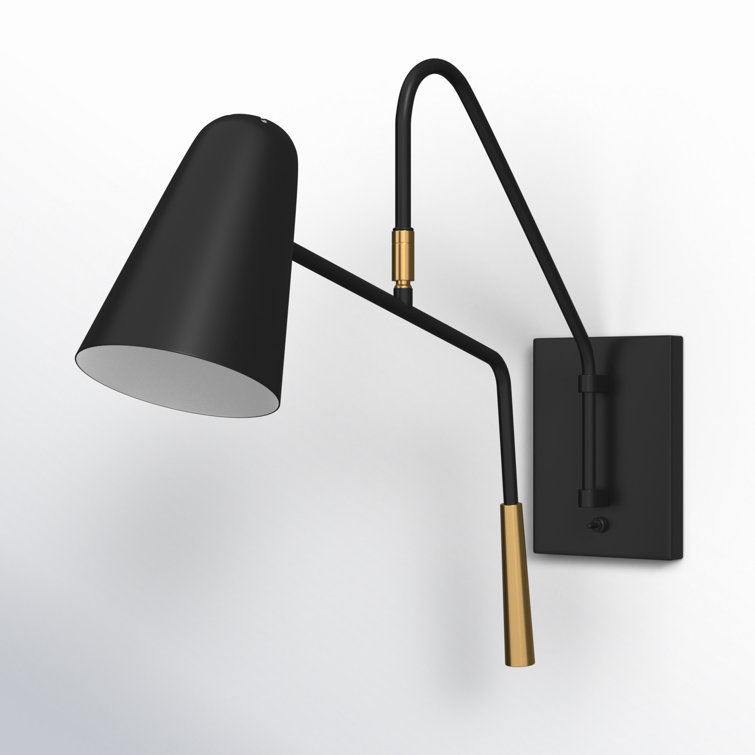 Ellen DeGeneres Midnight Black Steel Dimmable Swing Arm Wall Sconce