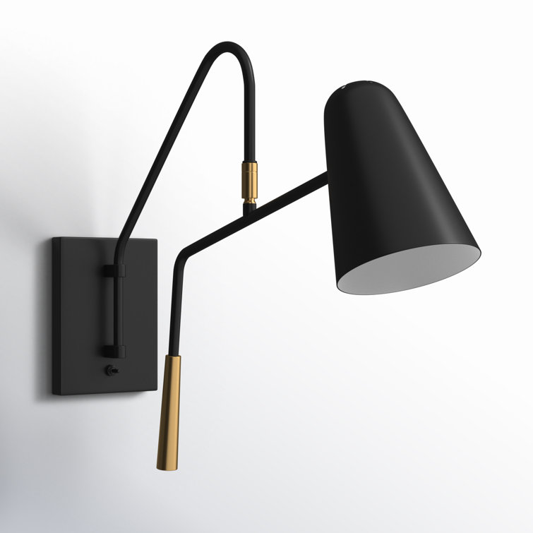 Ellen DeGeneres Midnight Black Steel Dimmable Swing Arm Wall Sconce