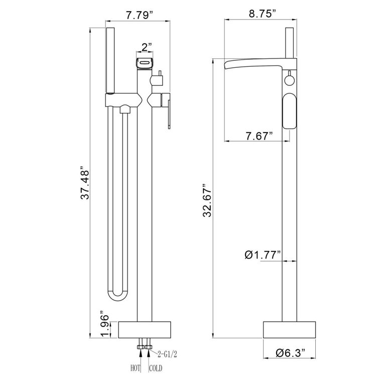 Oil Rubbed Bronze Freestanding Tub Filler with Hand Shower