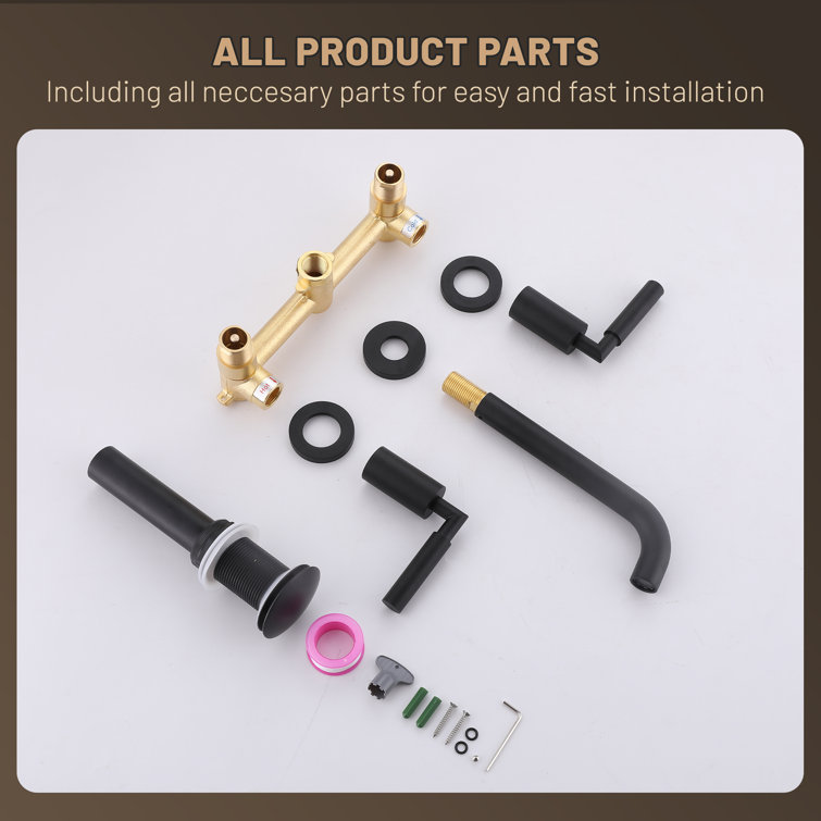 Matte Black Wall-Mounted Solid Brass Bathroom Faucet