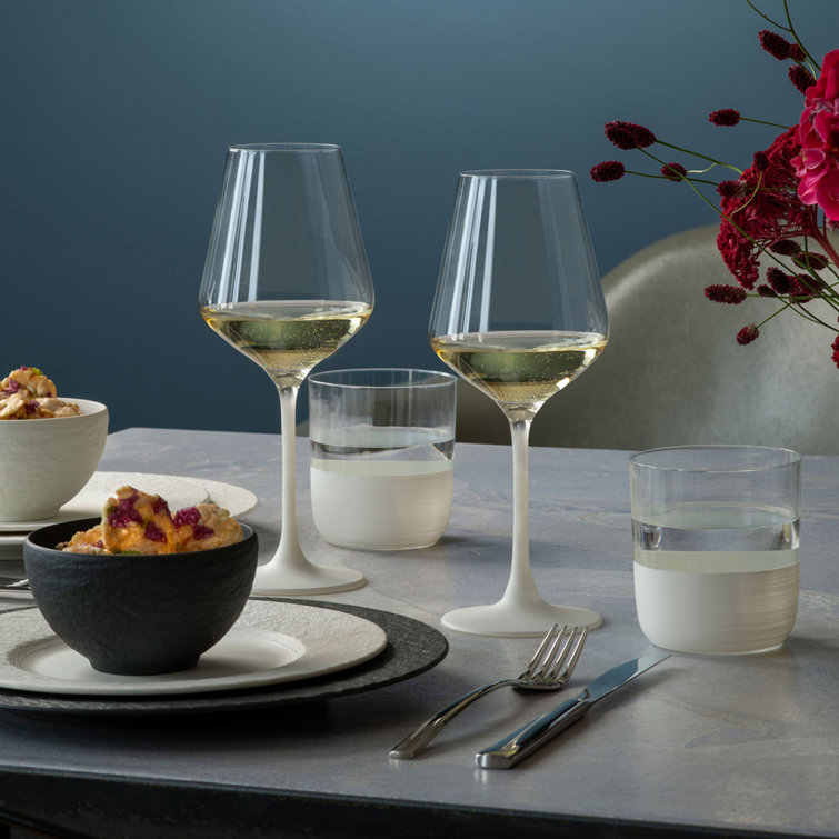 Manufacture Rock Blanc Matte White Crystal Wine Goblet Set, 4 pcs