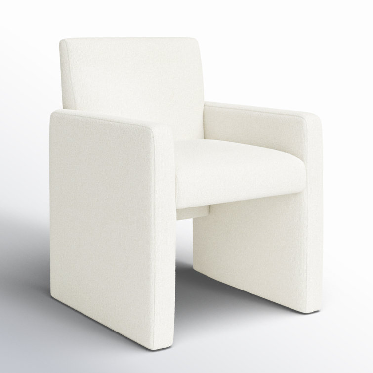 Fayette Cloud Upholstered Wood Arm Chair in White