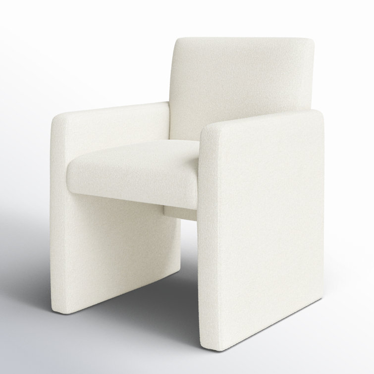 Fayette Cloud Upholstered Wood Arm Chair in White