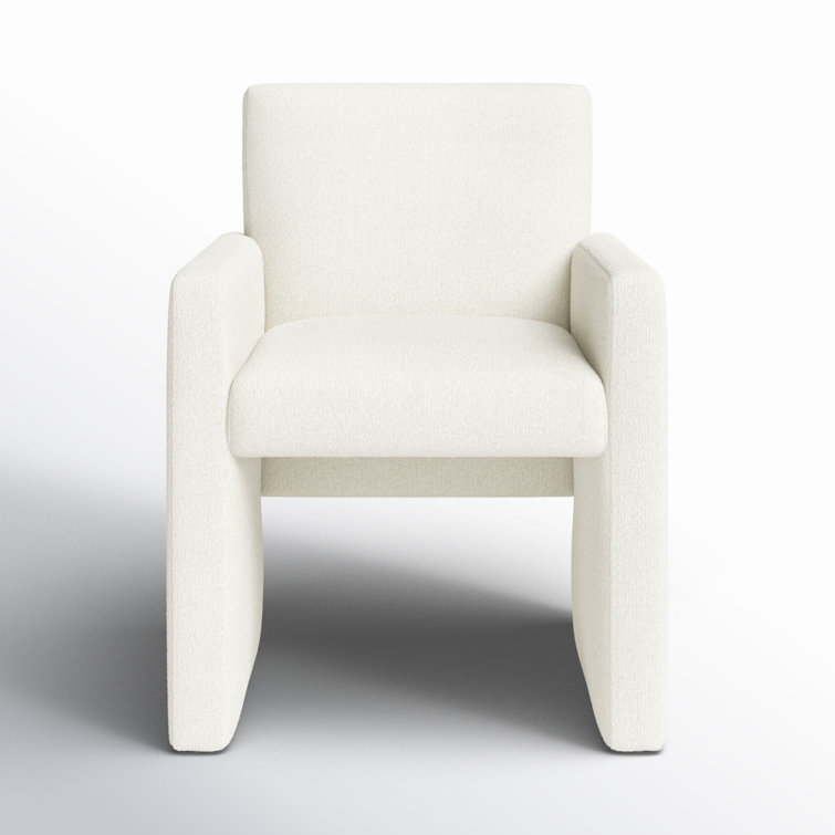 Fayette Cloud Upholstered Wood Arm Chair in White