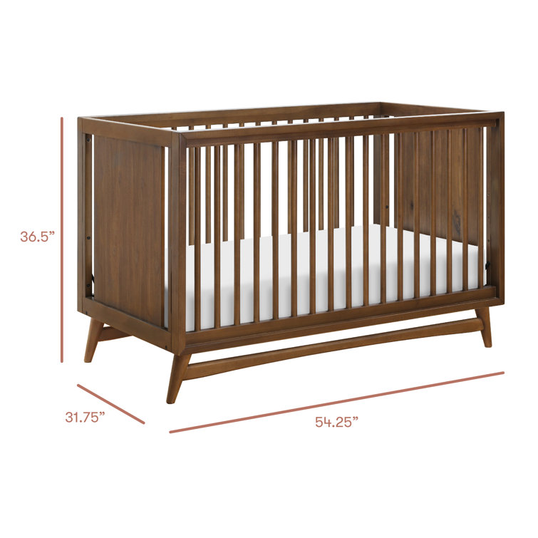 Natural Walnut Mid-Century Modern 3-in-1 Convertible Crib