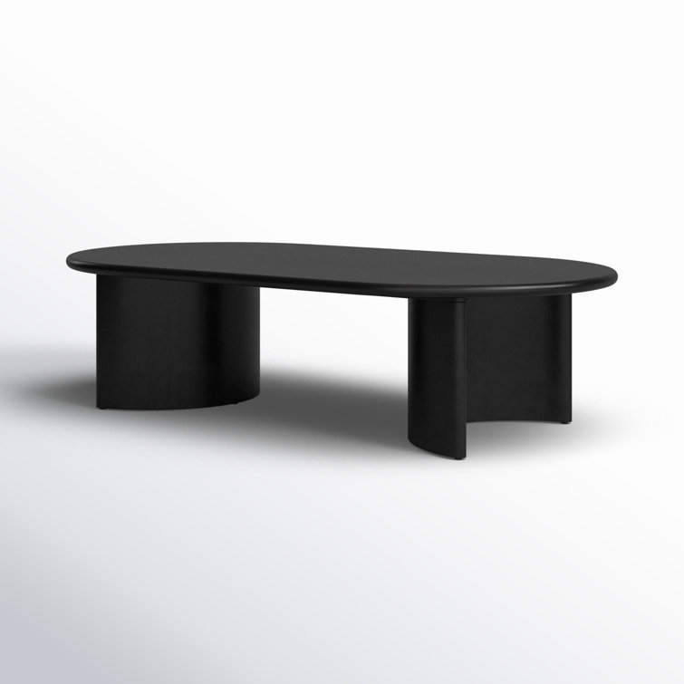 Aged Black Acacia Oval Coffee Table with Storage