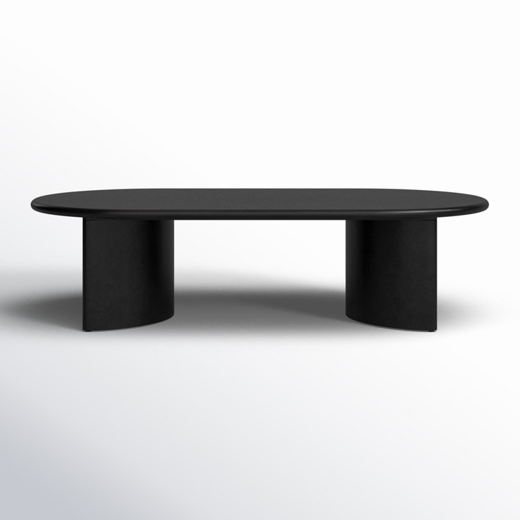 Aged Black Acacia Oval Coffee Table with Storage