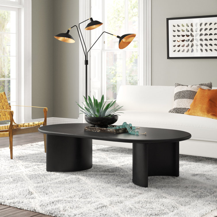 Aged Black Acacia Oval Coffee Table with Storage