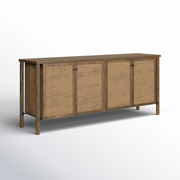 Veta 74'' Taupe Cane and Mango Wood Sideboard
