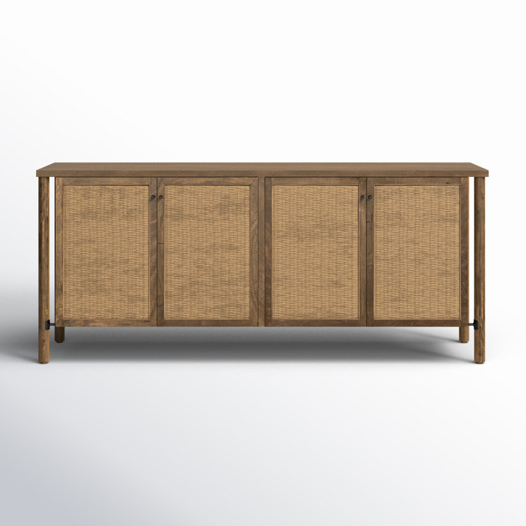 Veta 74'' Taupe Cane and Mango Wood Sideboard