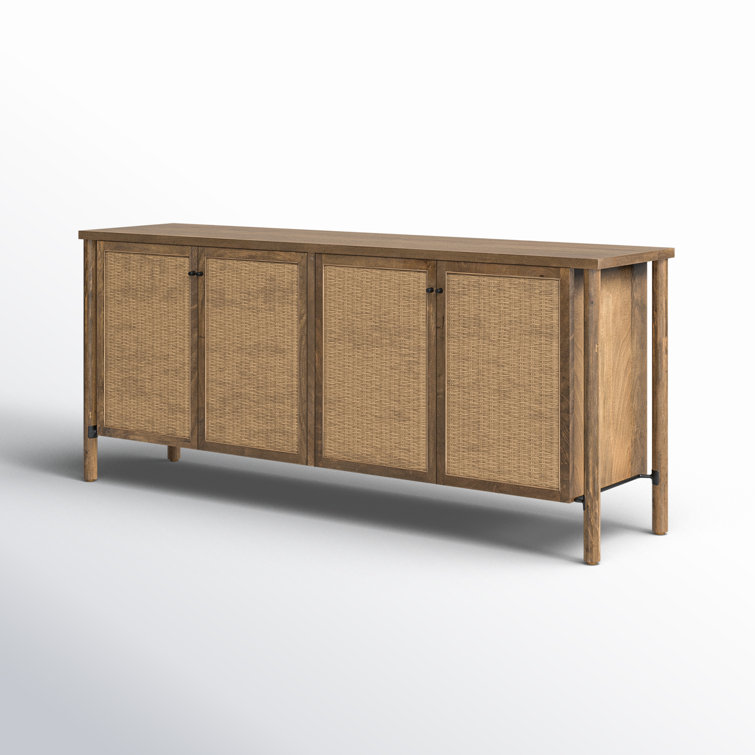 Veta 74'' Taupe Cane and Mango Wood Sideboard