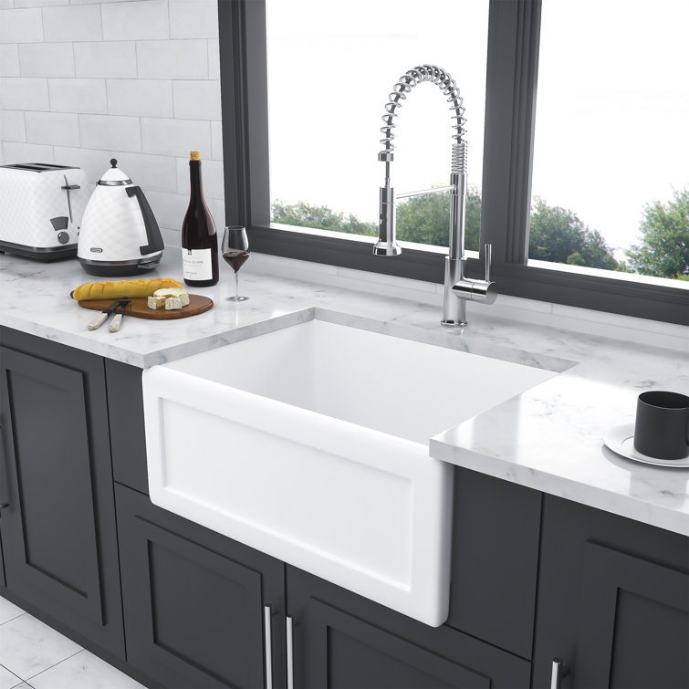 White Ceramic 24" Farmhouse Apron Kitchen Sink