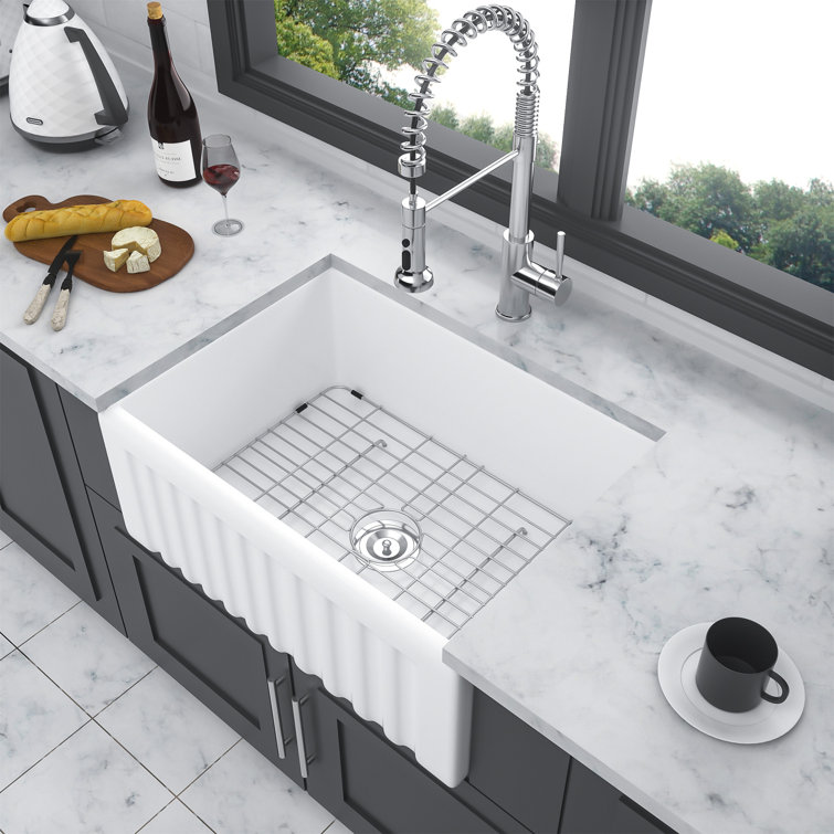 White Ceramic 24" Farmhouse Apron Kitchen Sink