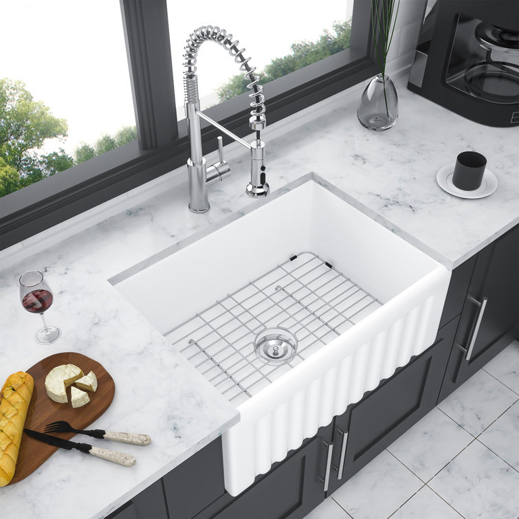 White Ceramic 24" Farmhouse Apron Kitchen Sink