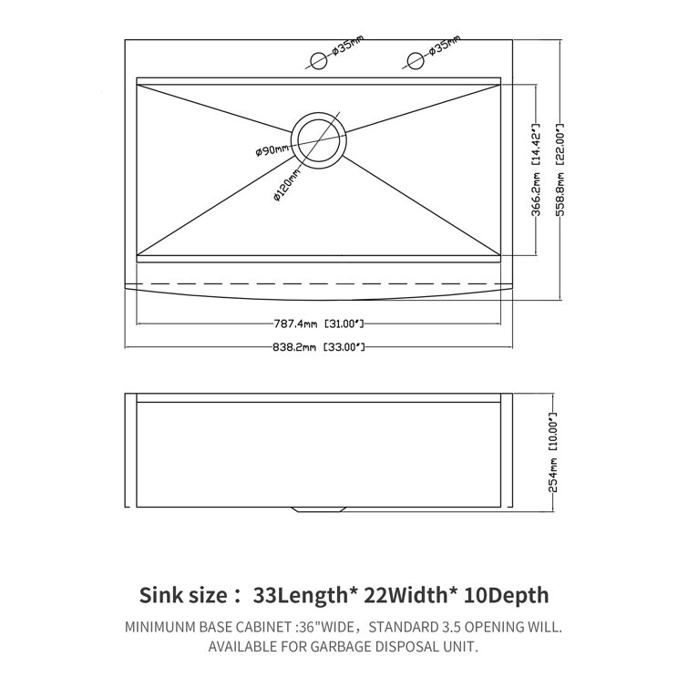 33 Inch Stainless Steel Farmhouse Kitchen Sink with Accessories