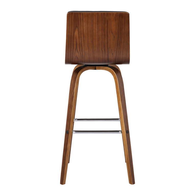 Hiram Black and Gray Solid Wood Swivel Bar Stool