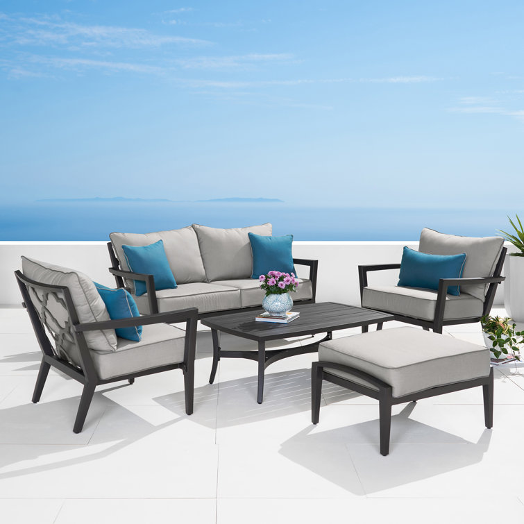 Venetia 5-Piece Gray Aluminum Outdoor Patio Seating Set