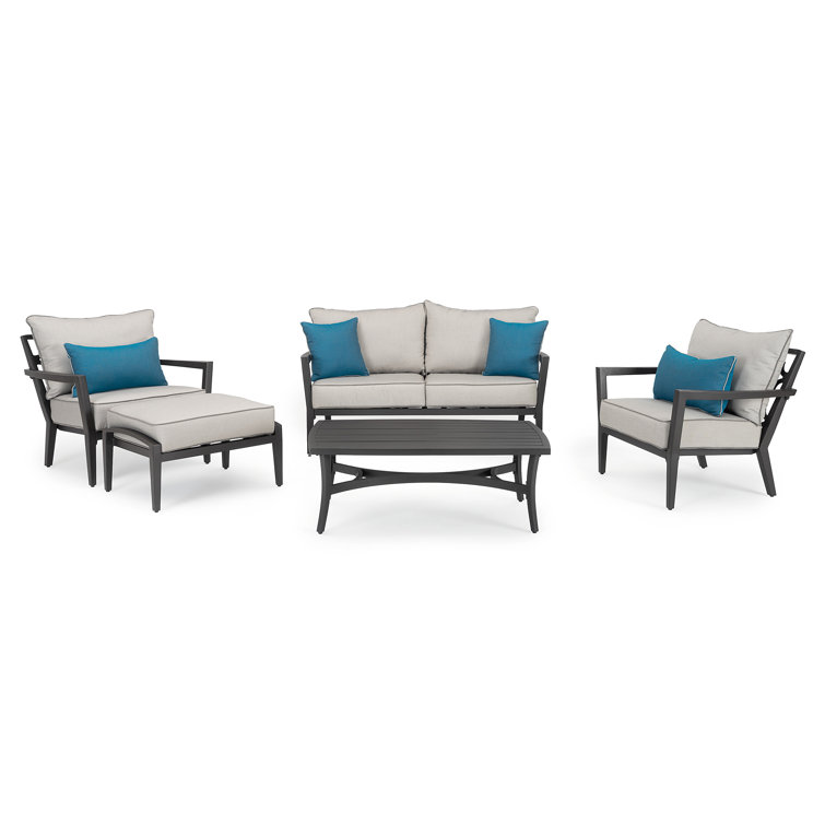 Venetia 5-Piece Gray Aluminum Outdoor Patio Seating Set