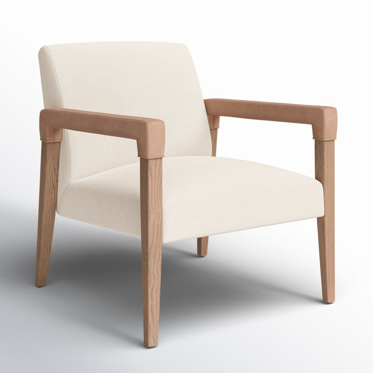 Abbott Harbor Natural Contemporary Leather-Wood Armchair