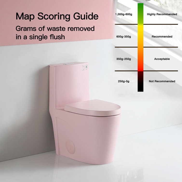 Pink Elongated Free Standing Dual Flush Toilet with Seat