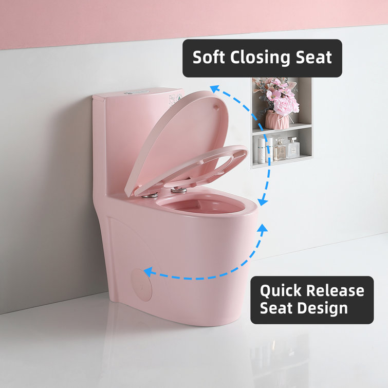 Pink Elongated Free Standing Dual Flush Toilet with Seat
