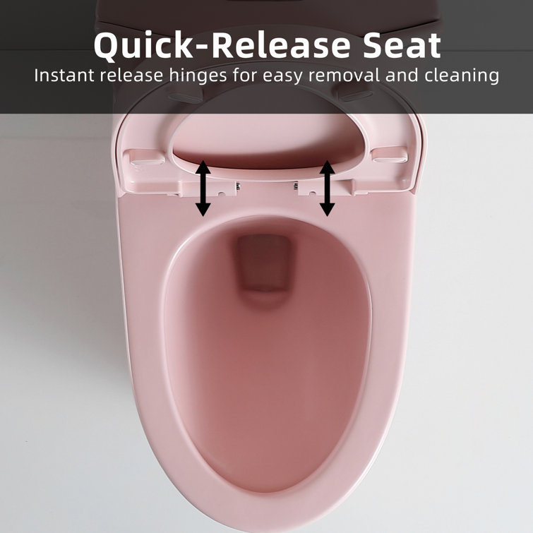 Pink Elongated Free Standing Dual Flush Toilet with Seat
