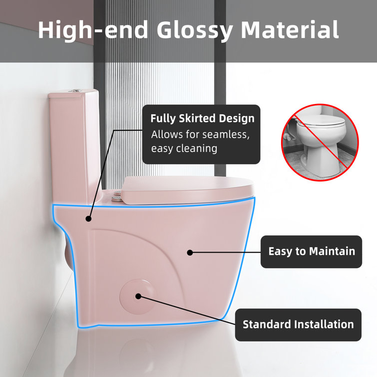 Pink Elongated Free Standing Dual Flush Toilet with Seat