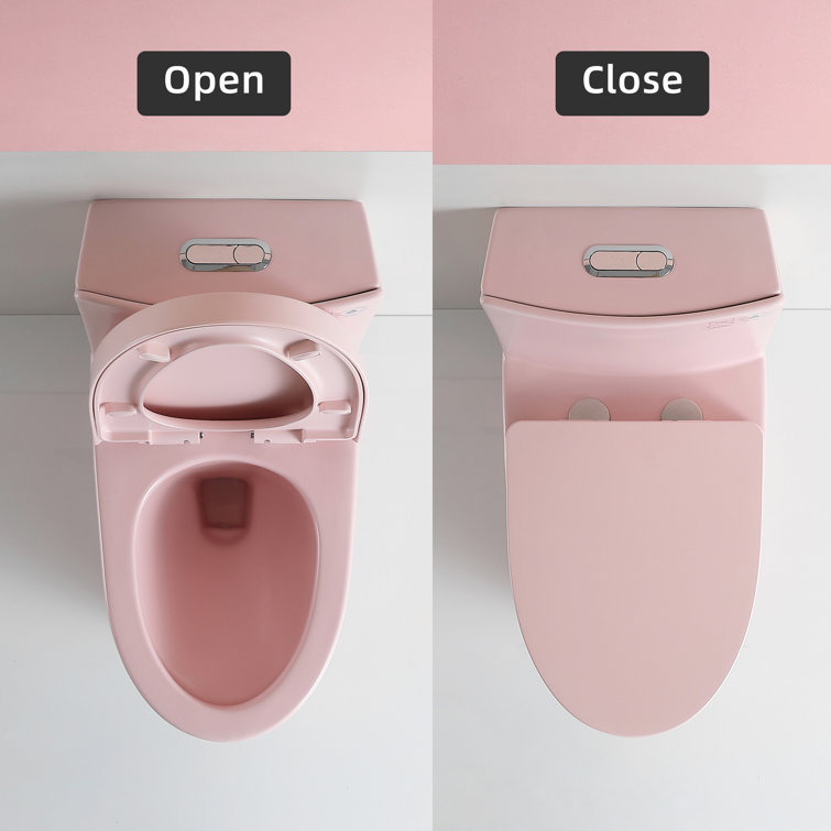 Pink Elongated Free Standing Dual Flush Toilet with Seat
