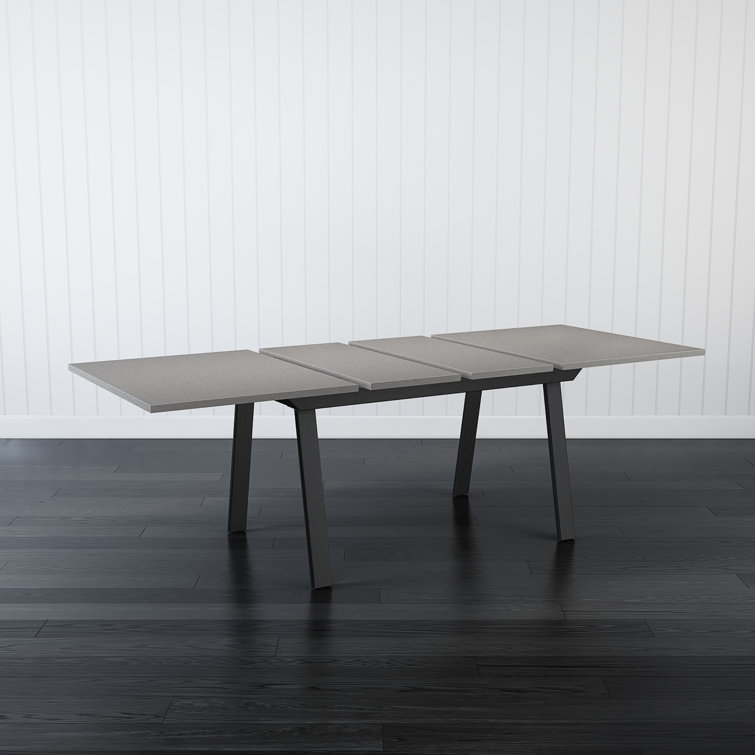 Gray Thermofused Laminate Extendable Dining Table Set with 4 Chairs