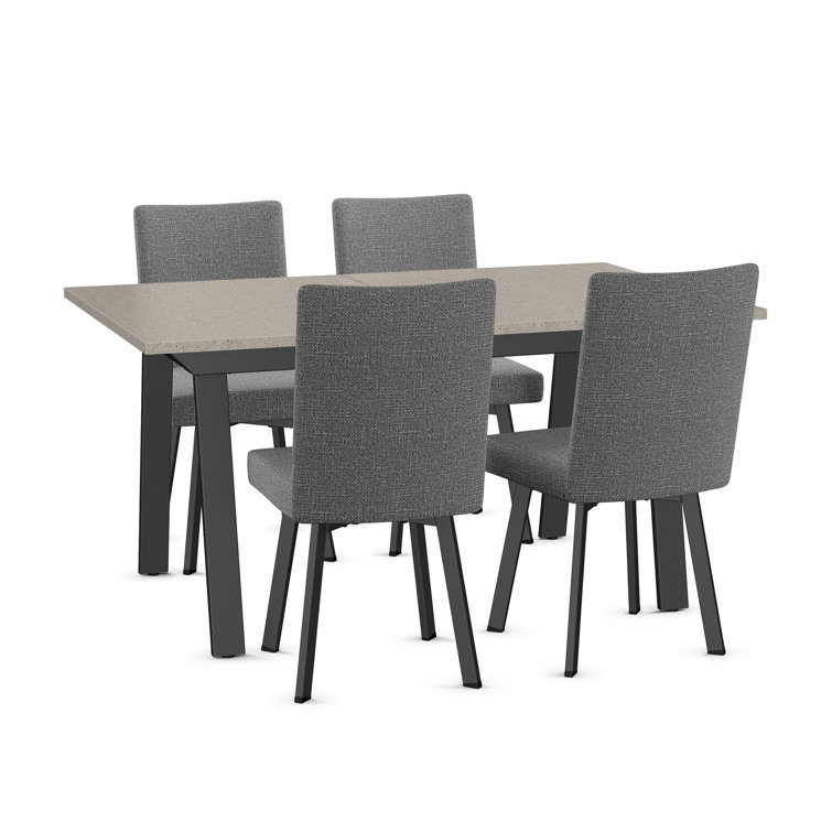 Gray Thermofused Laminate Extendable Dining Table Set with 4 Chairs